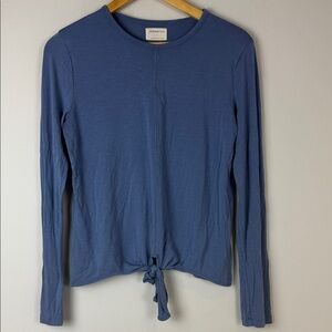Jackson Rowe Blue Tie-Front Long Sleeve Top Size Small